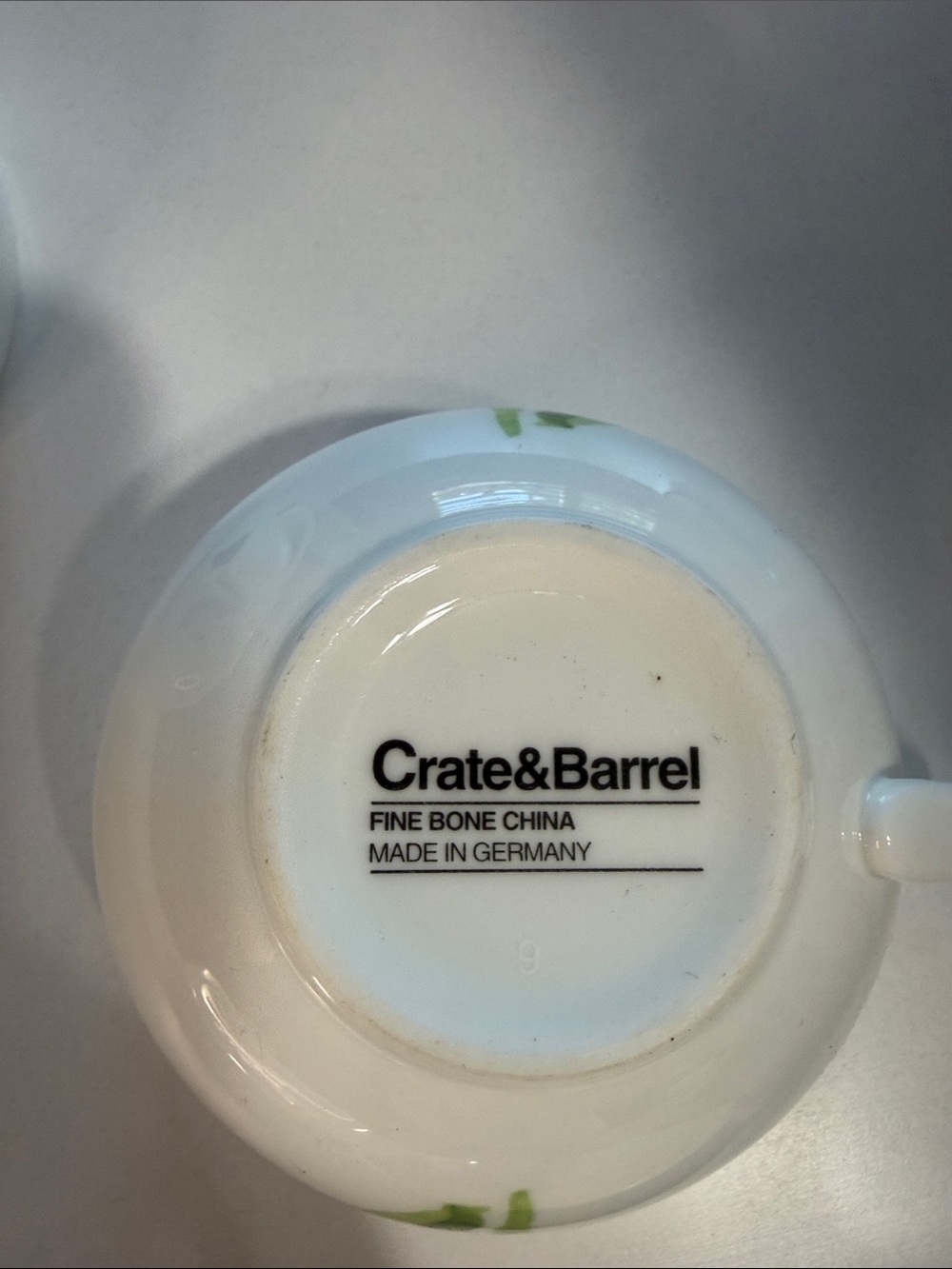 Crate&Barrel Anna’s Artistry Blue Flower Bone China Teacup and Saucer Set of Two - Picture 7 of 8